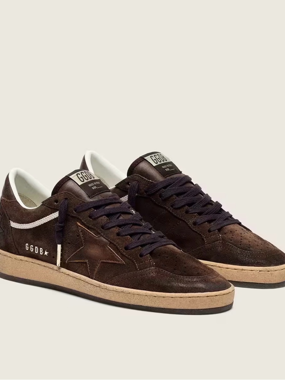 Golden Goose Ball Stars Brown Suede Sneakers with Tan Sole - Picture 2 of 3